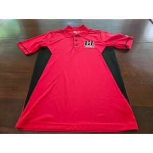 Russell BSU Ball State Cardinals Red 3 Button Polo Shirt Men's Medium 38-40‎